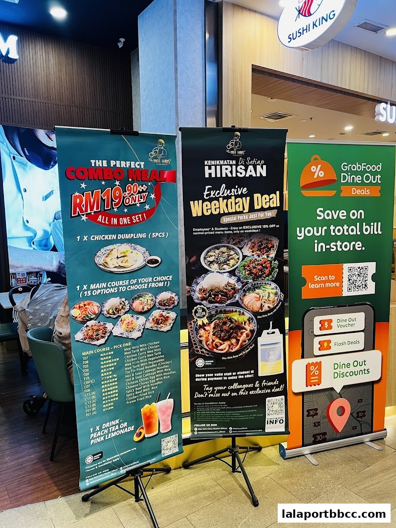 Three promotional banners for a restaurant offering combo meals and weekday deals.