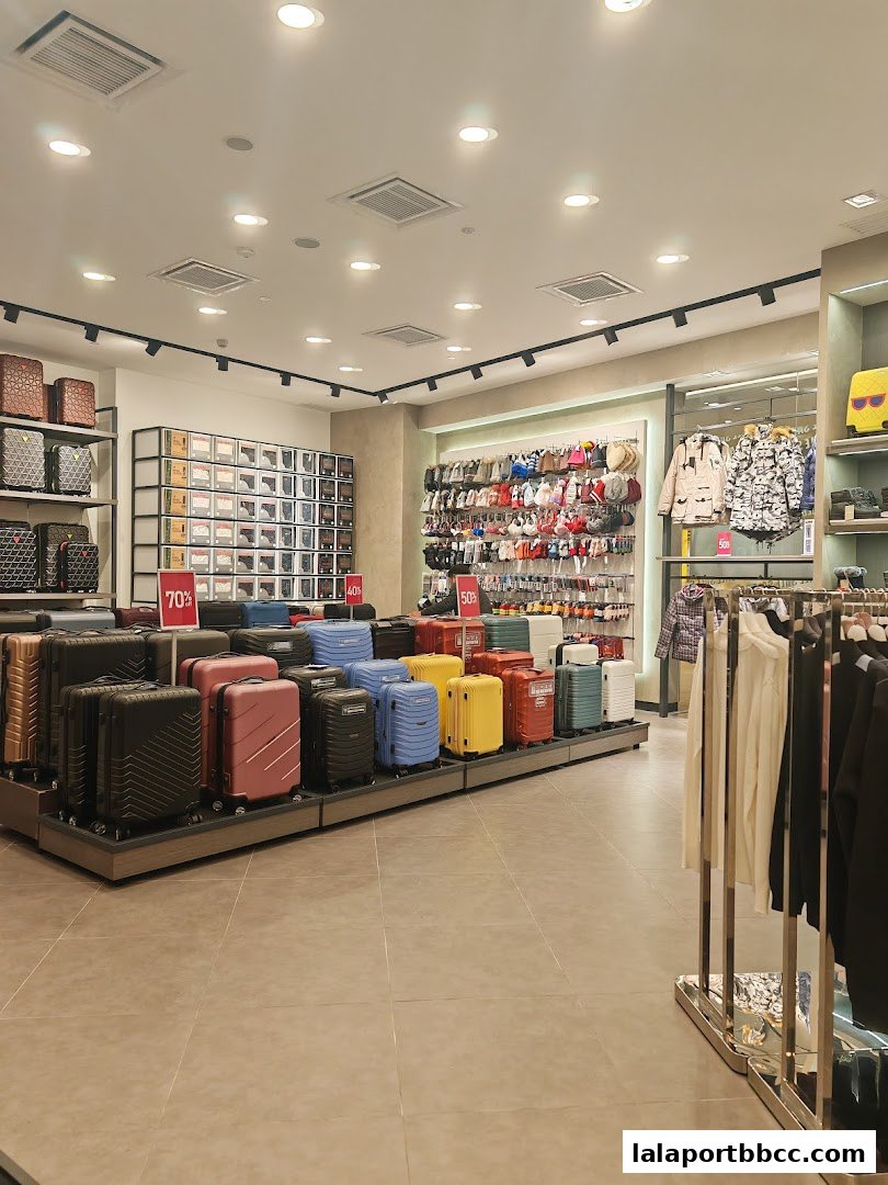 Interior view of Universal Traveller shop showcasing a wide selection of luggage and travel accessories.