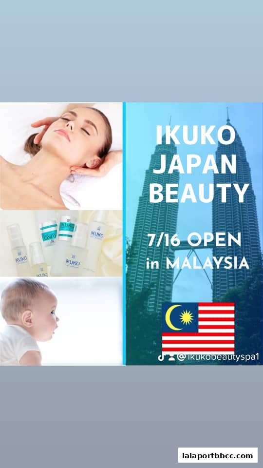 Collage of beauty treatments, IKUKO JAPAN BEAUTY branding, and Malaysian landmarks.