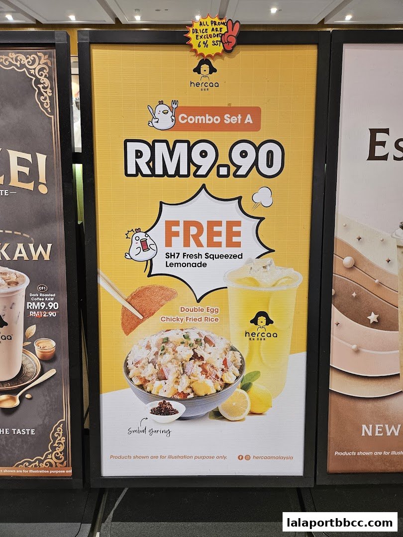 A promotional poster for Hercaa's Combo Set A featuring fried rice and lemonade.