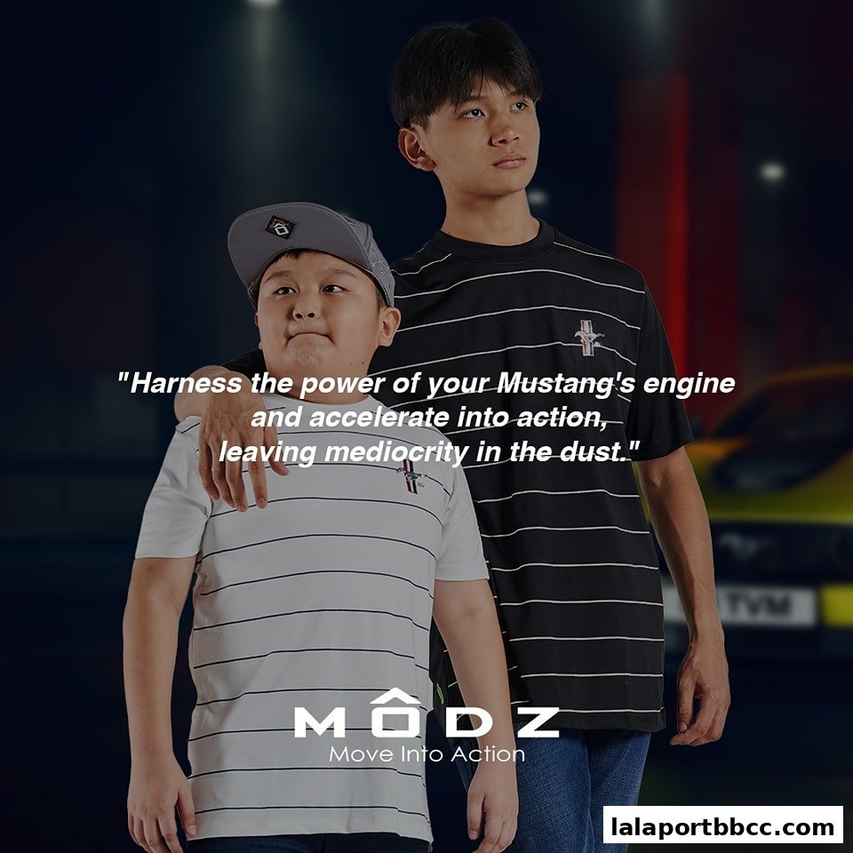 Two boys wearing striped t-shirts with the MODZ logo, inspired by Mustang.