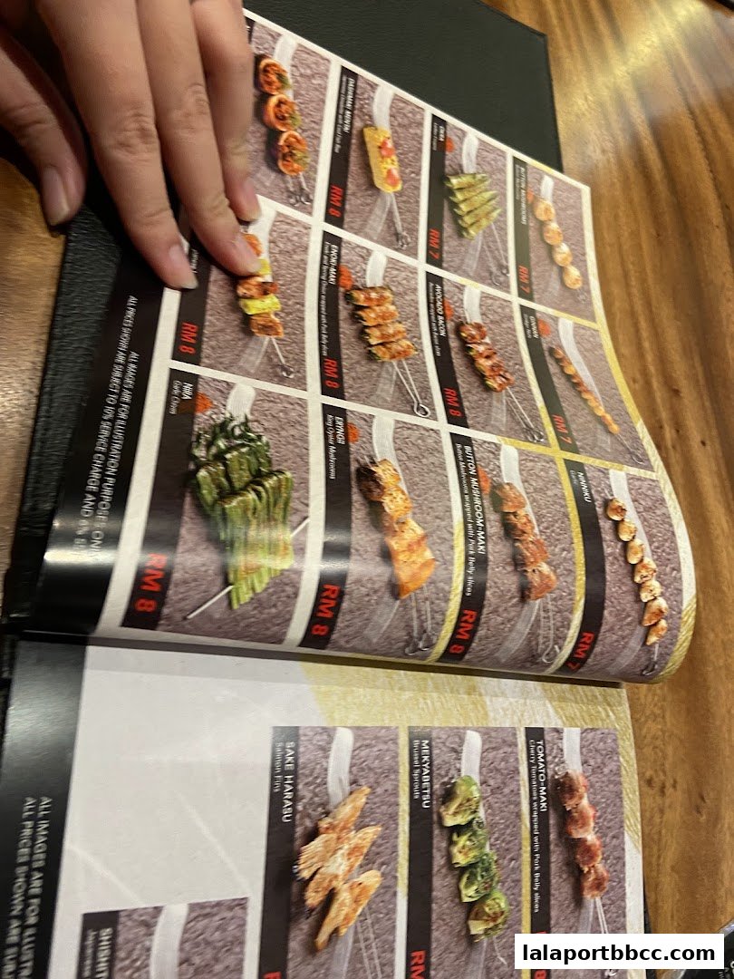 A menu showcasing various skewers with prices and descriptions.