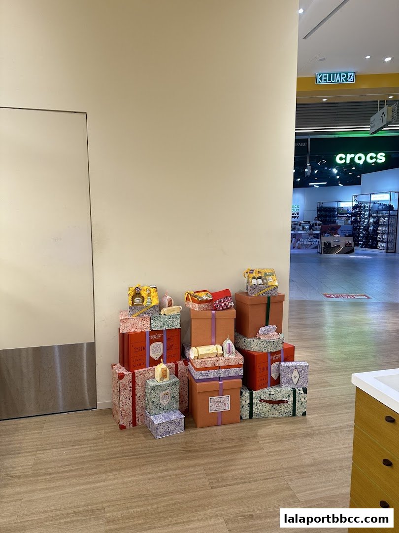 A display of beautifully wrapped gift boxes from L'Occitane en Provence.