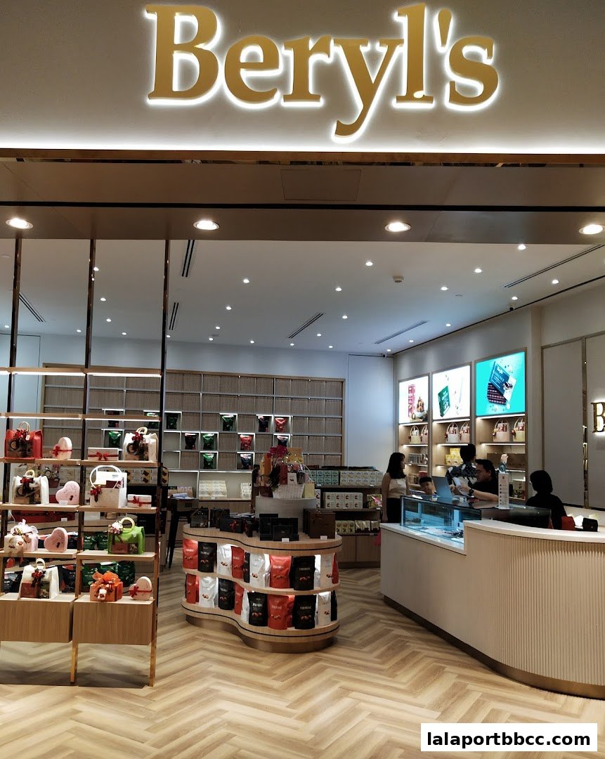 The entrance of Beryls Chocolate shop, showcasing a wide variety of chocolates and gift sets.