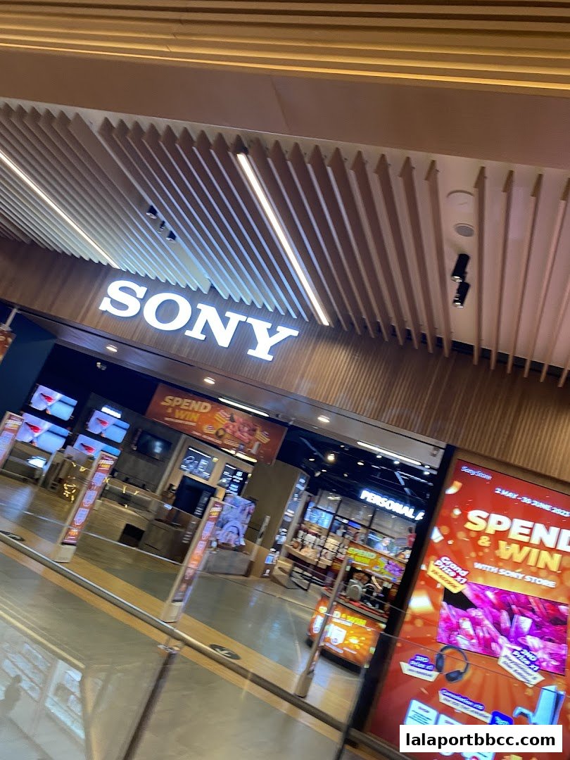 The entrance of a Sony Store with prominent signage and promotional displays.