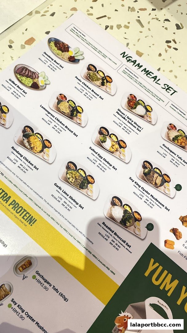 A menu featuring various meal sets with appetizing food photography.