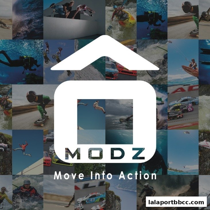 Collage of action sports images with MODZ logo and tagline.
