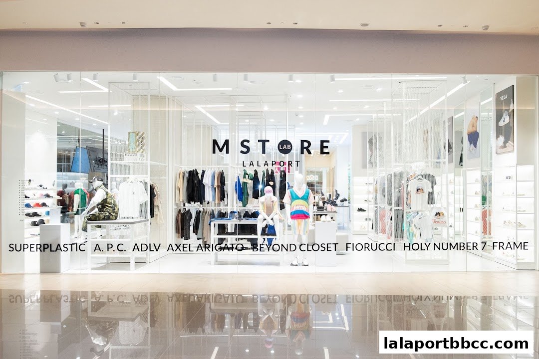 The storefront of M Store Lab LaLaport KL, showcasing trendy apparel and footwear.