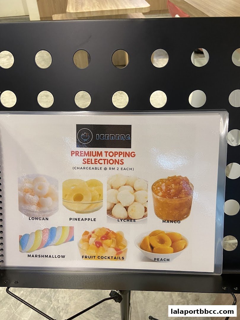 A menu displaying premium topping selections with images and prices.