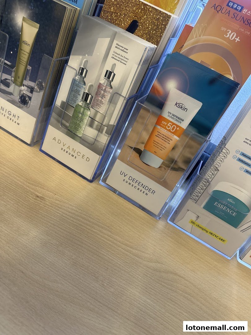 Brochures and products from Kskin Korean Express Facial are displayed.