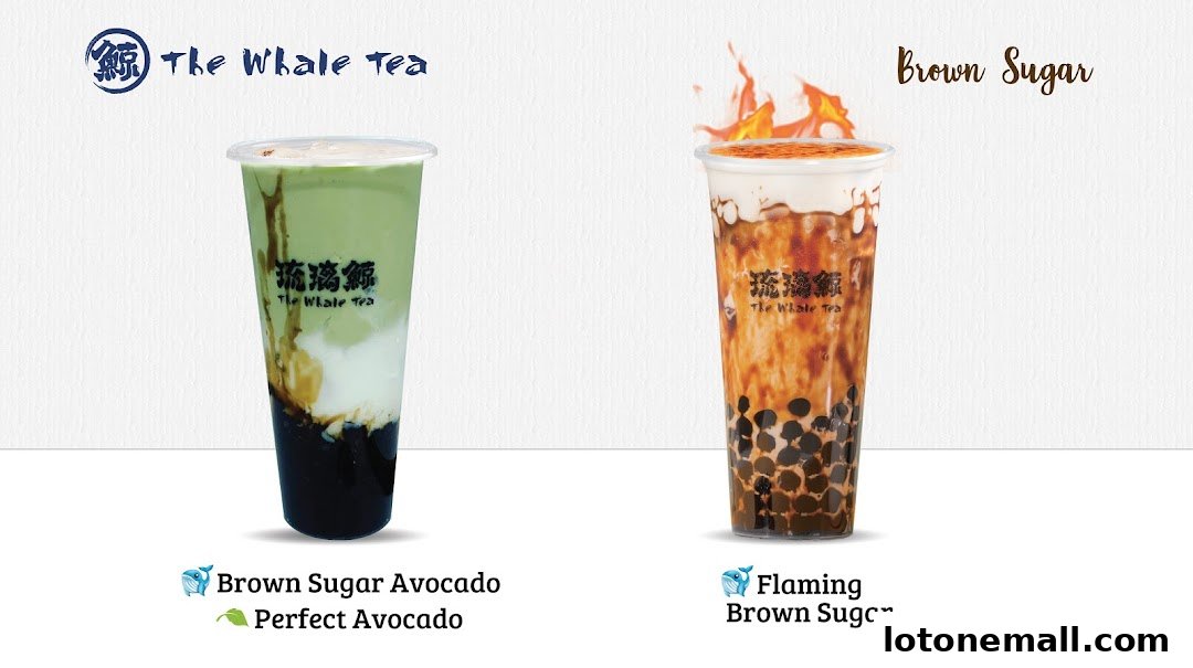 Two popular bubble tea drinks from The Whale Tea, showcasing their unique flavors and presentation.