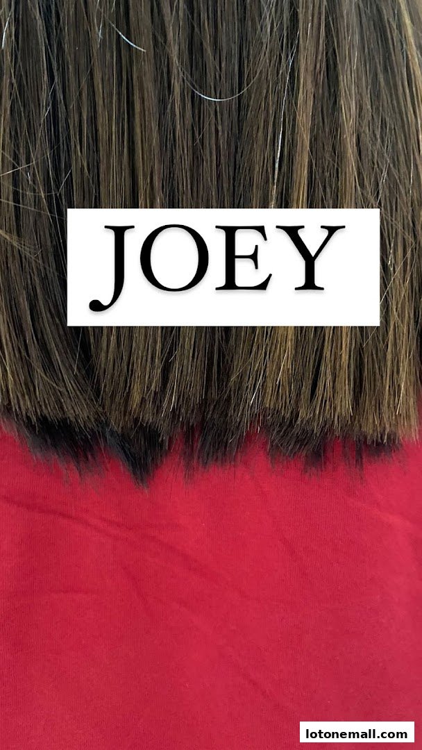 A close-up shot of a person's hair with the name "JOEY" overlaid in a white box.