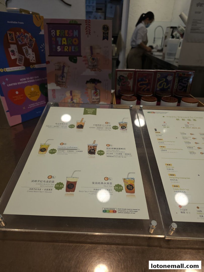 A menu display for CHICHA San Chen featuring various bubble tea drinks and promotions.