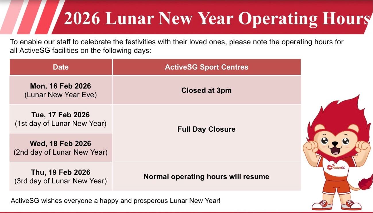 ActiveS Sport Centres Chinese New Year 2026 holiday closure announcement