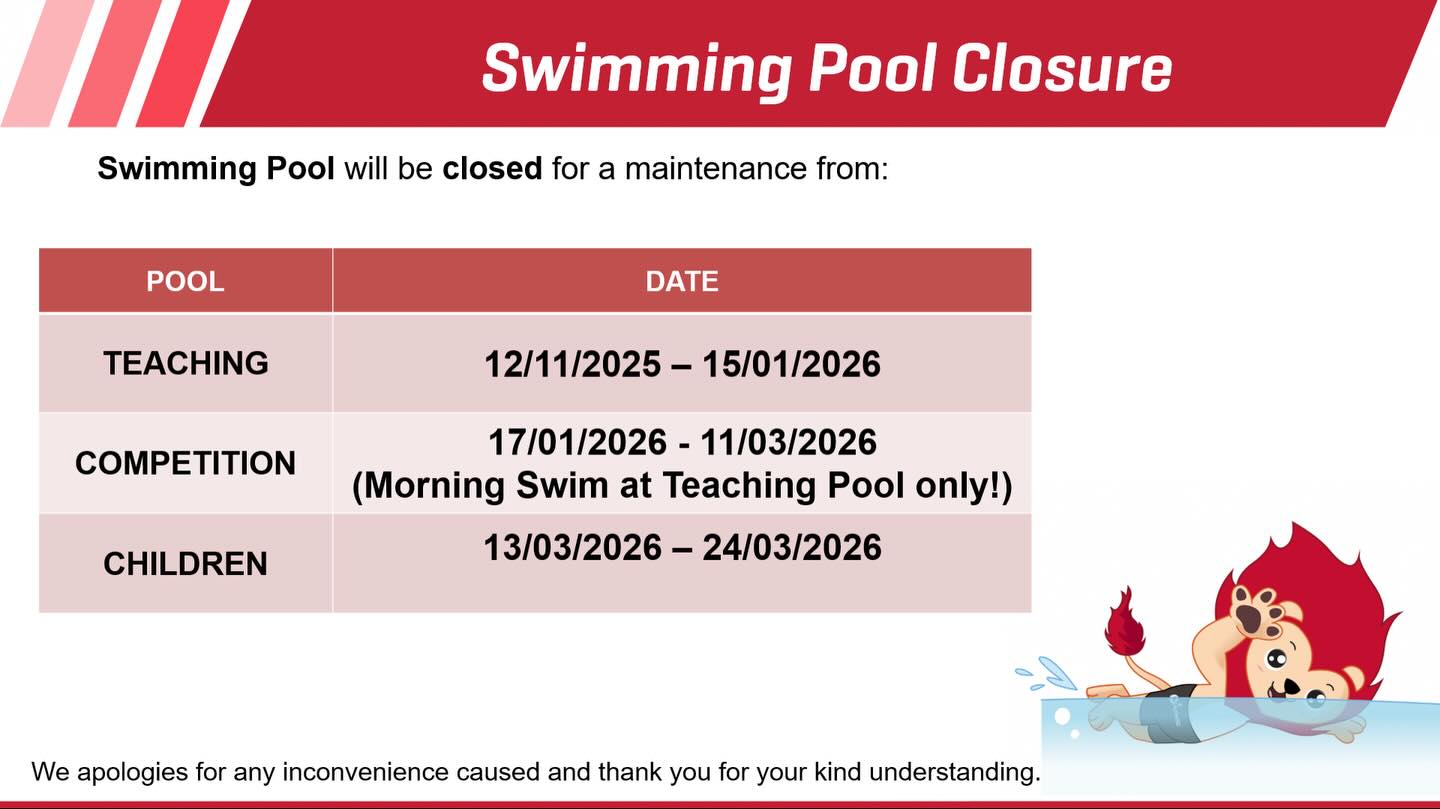 Pool closure update notice