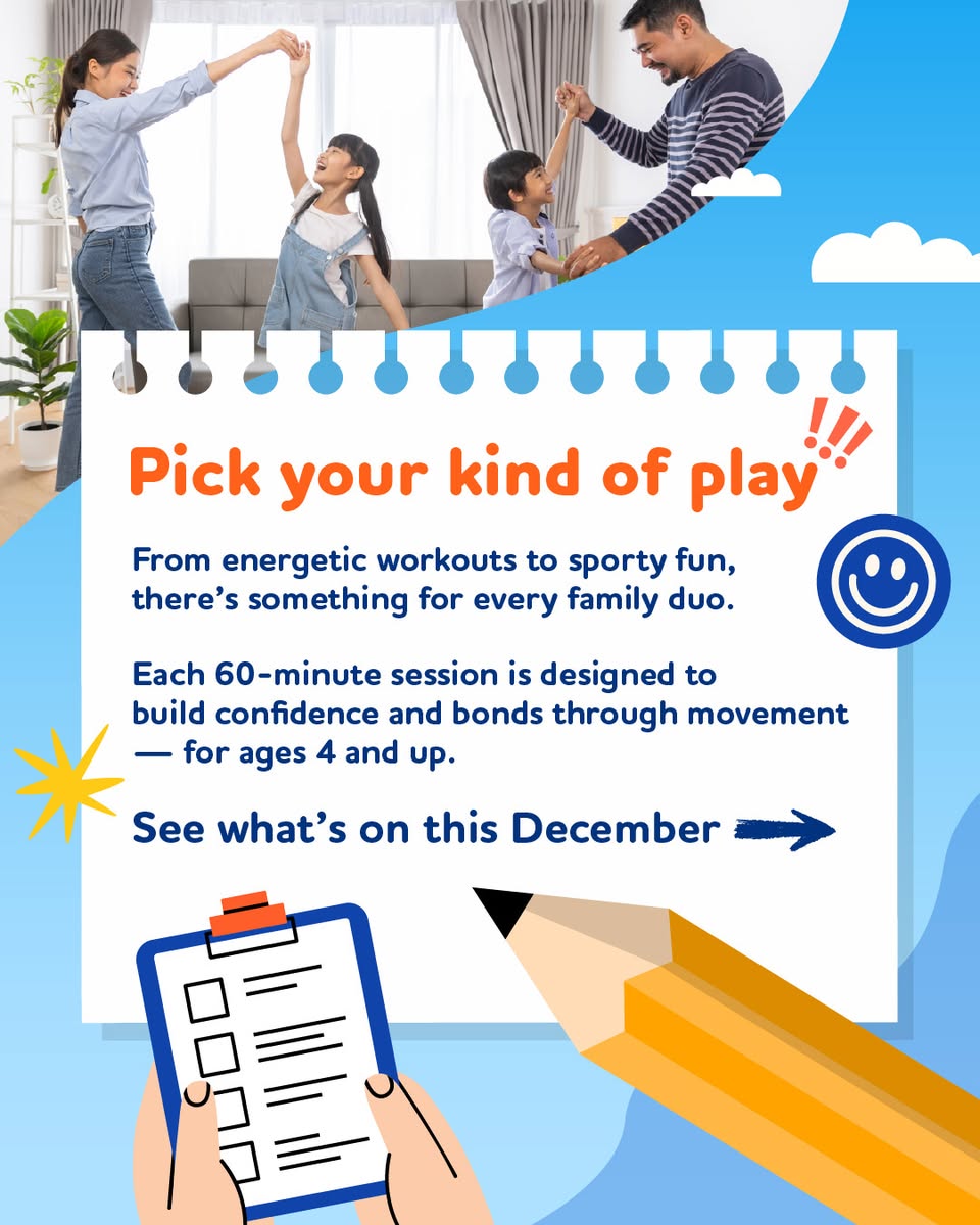 Children and parents exercising together with smiles