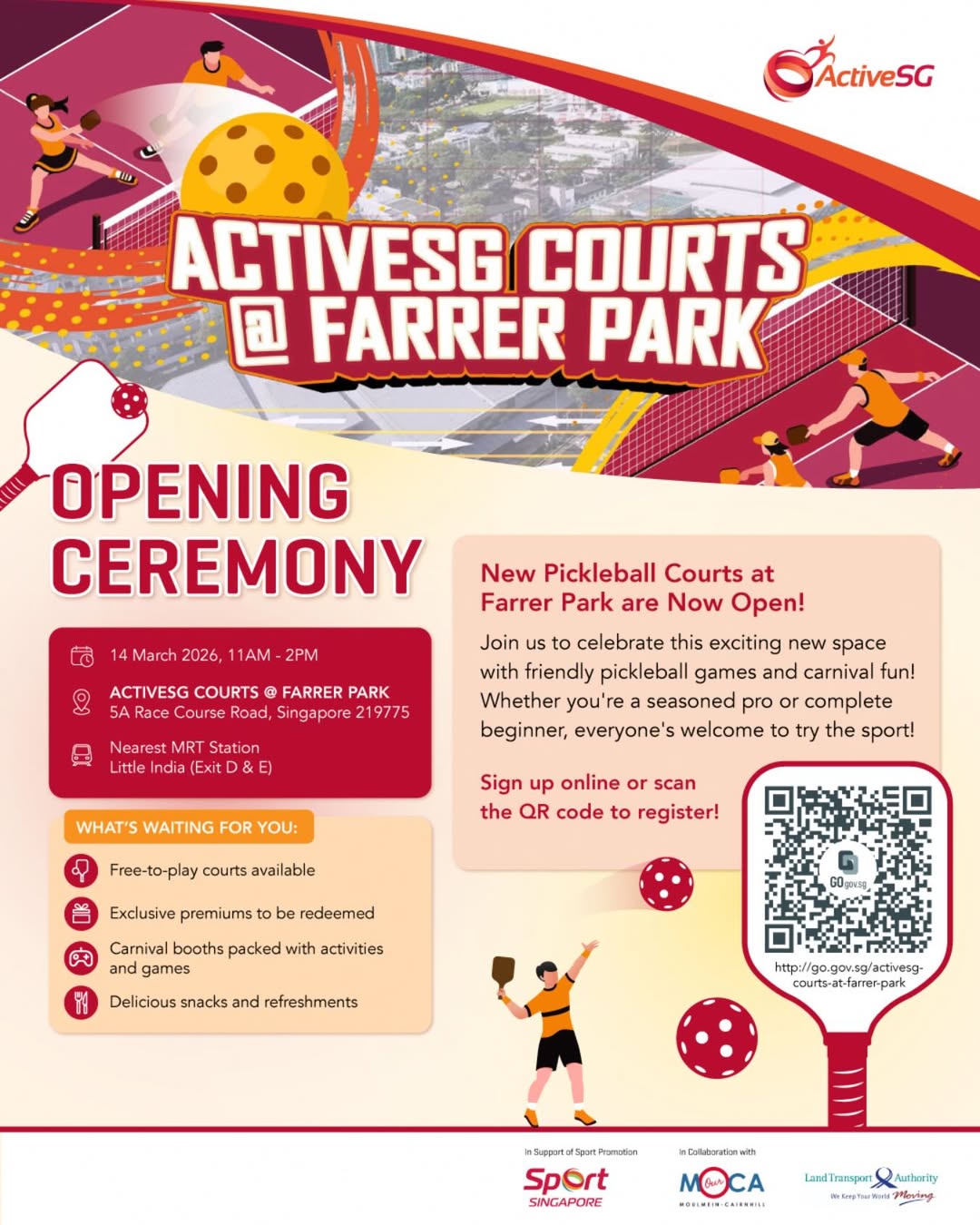 The vibrant new pickleball courts at Farrer Park facility