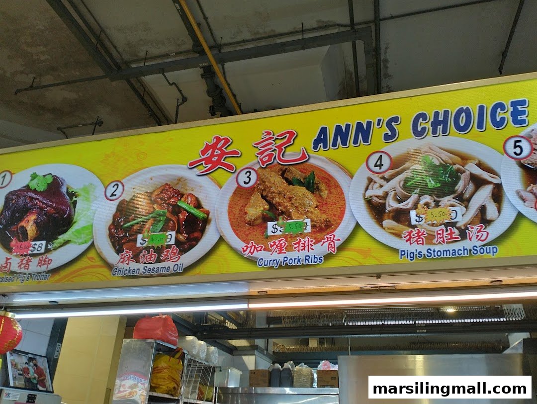 A vibrant menu board for Ann's Choice, showcasing various delicious Chinese dishes with prices.