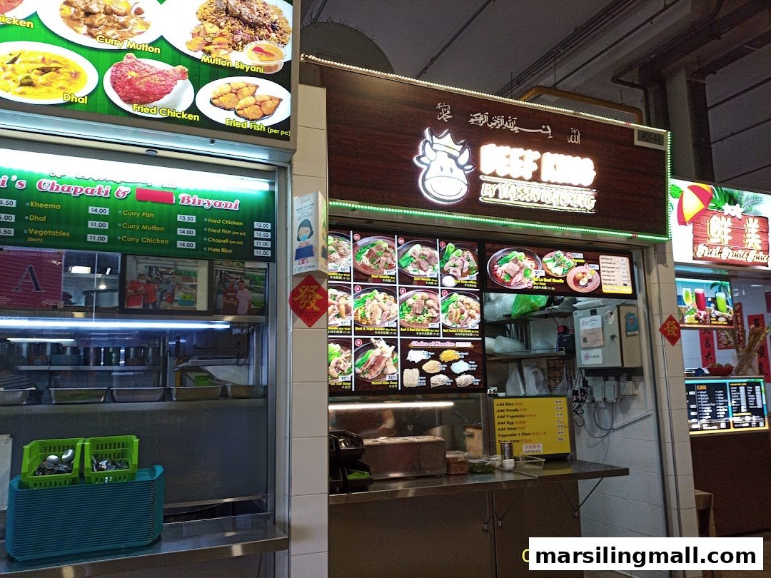 Exterior view of Bhais Chapati Biryani food stall with menu boards and food displays.