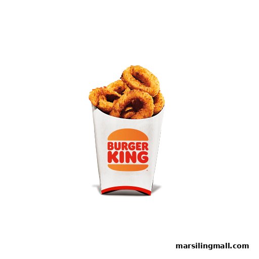 A cup filled with golden-brown onion rings from Burger King.