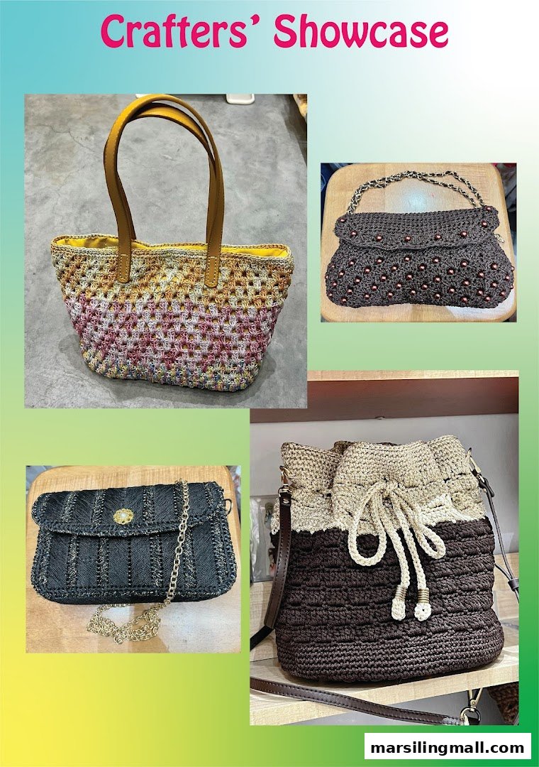 A vibrant collage showcasing various handcrafted bags, highlighting unique designs and textures.