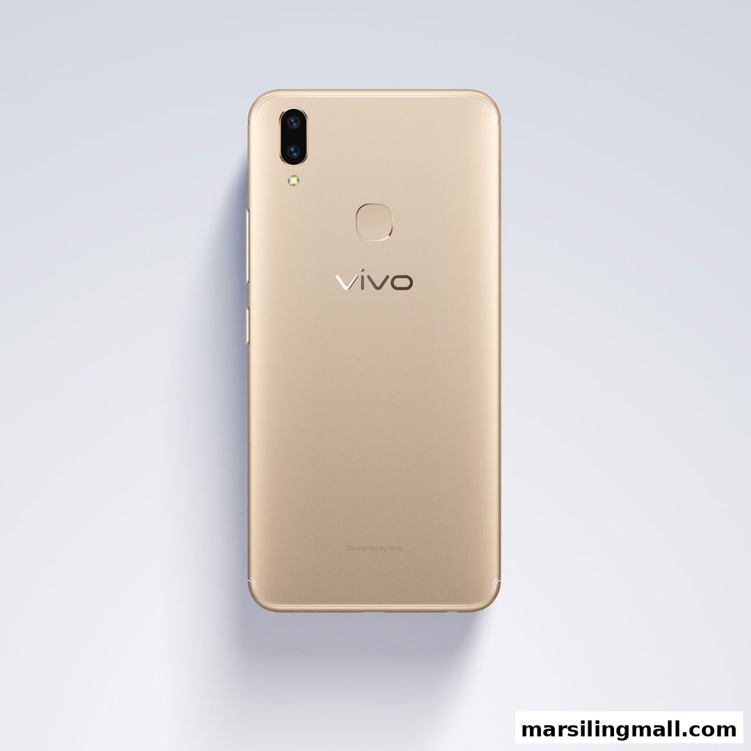 A gold Vivo smartphone is displayed from the back, showcasing its camera and fingerprint sensor.