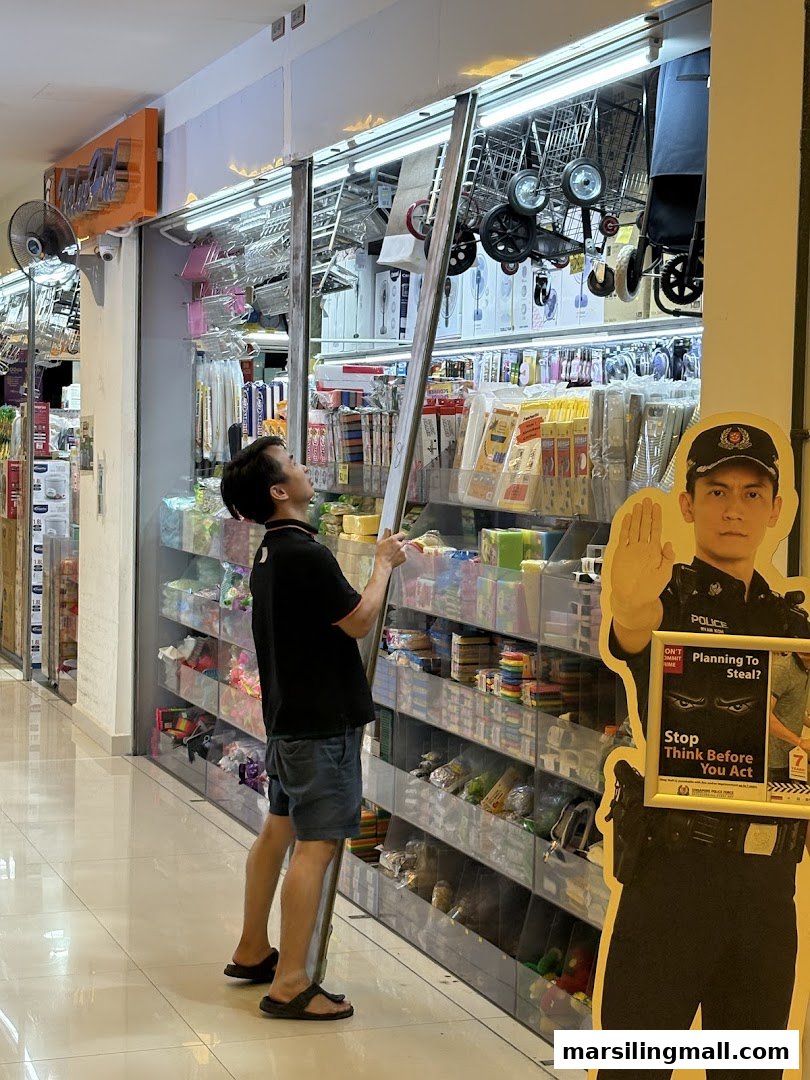 A person stands inside ValueHub Department Store, surrounded by shelves filled with diverse household goods and general merchandise.