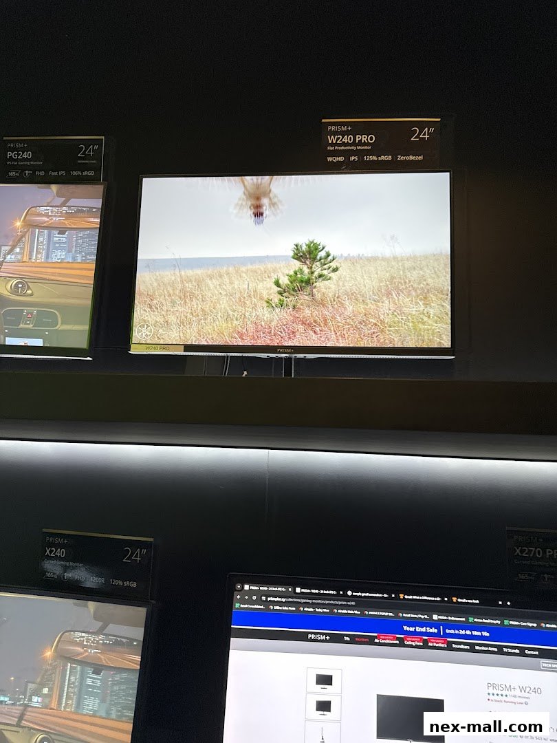 A display of various PRISM+ monitors showcasing different models and features.