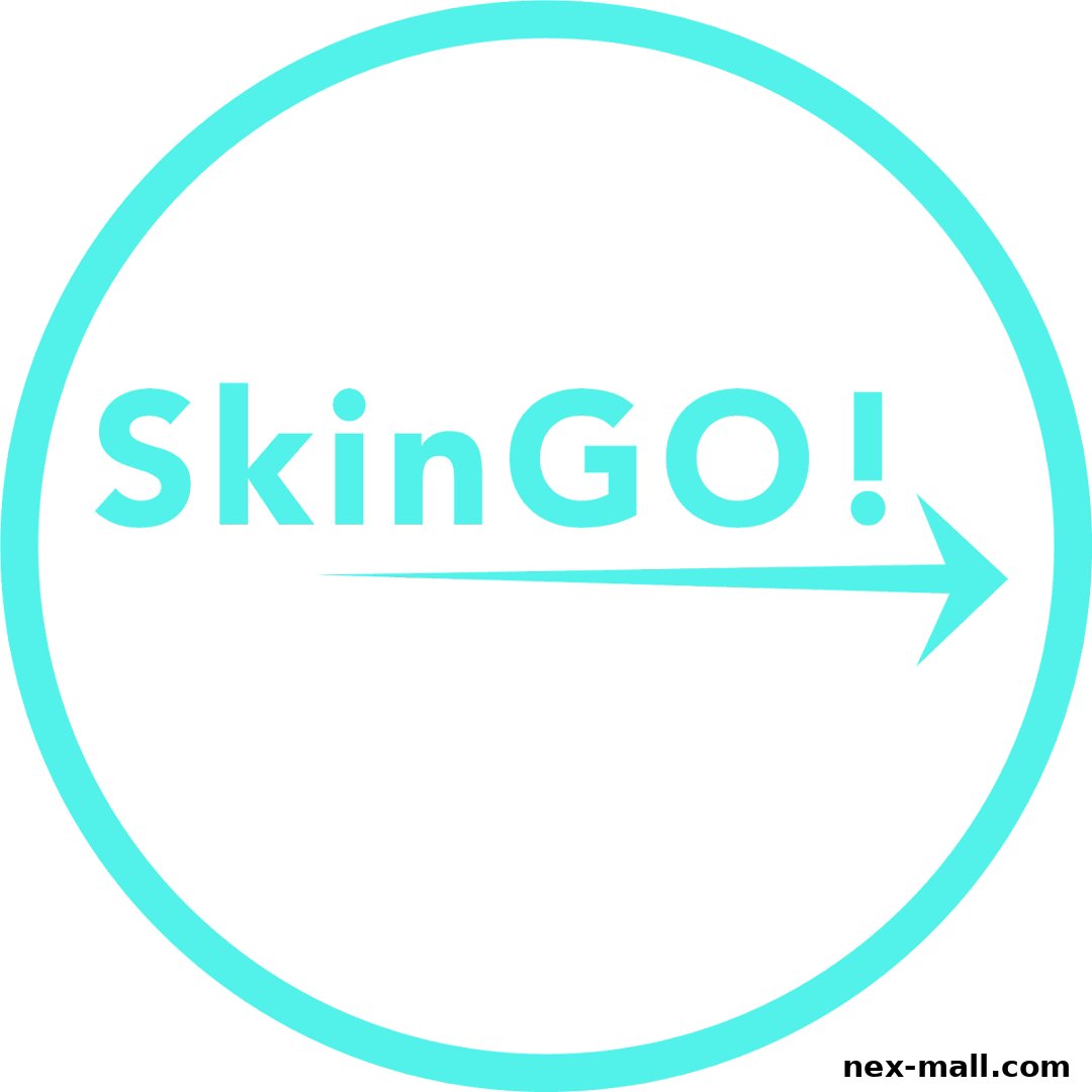 The SkinGO! logo features the brand name in teal text within a teal circle with an arrow.