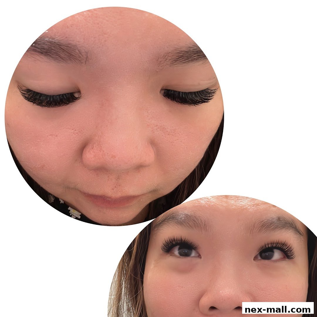 Close-up of a woman's eyes showing dramatic eyelash extensions.