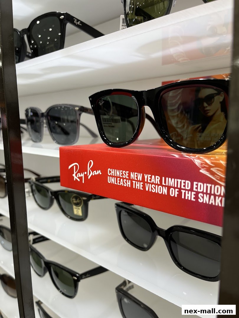 A display of Ray-Ban sunglasses, featuring a Chinese New Year limited edition.