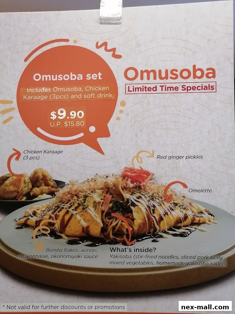 A promotional image for the Omusoba set, featuring the dish and its components.