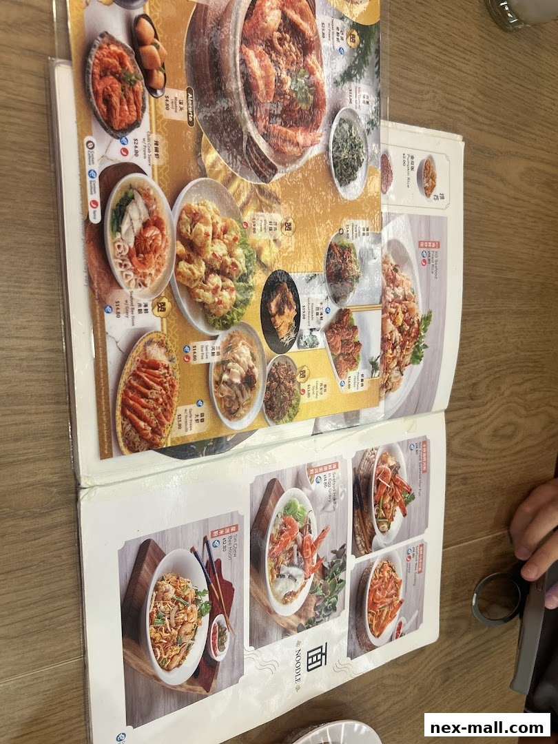 A menu from Lao Huo Tang featuring various delicious Chinese dishes with vibrant food photography.