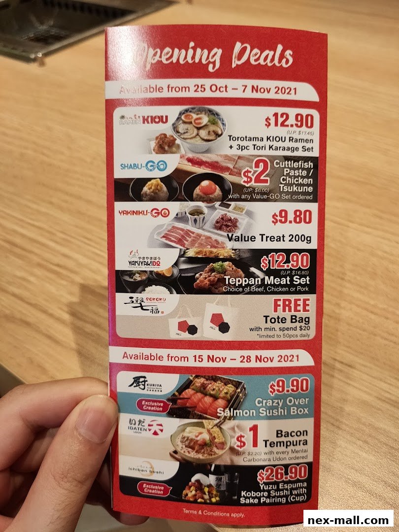 A flyer showcasing opening deals for various Japanese food items and sets.