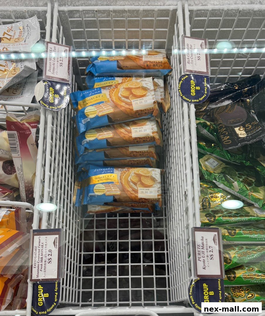 A freezer display case filled with various ice cream bars and desserts from Châteraisé.