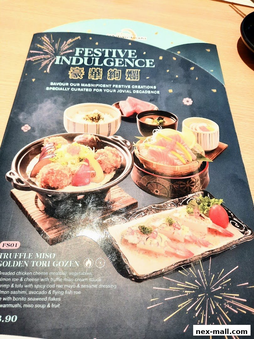 A menu from Ichiban Boshi NEX featuring a festive indulgence set meal.