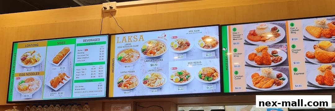 A digital menu board displaying various food and beverage options from Qi Ji.