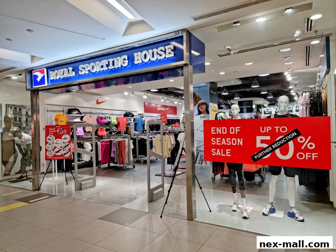 Royal Sporting House store with athletic apparel and an end-of-season sale.