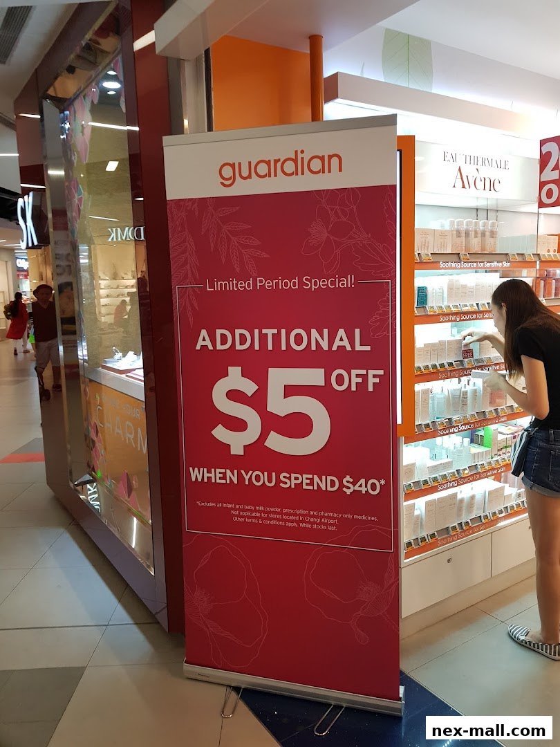 A Guardian store promotion banner offering $5 off when you spend $40.