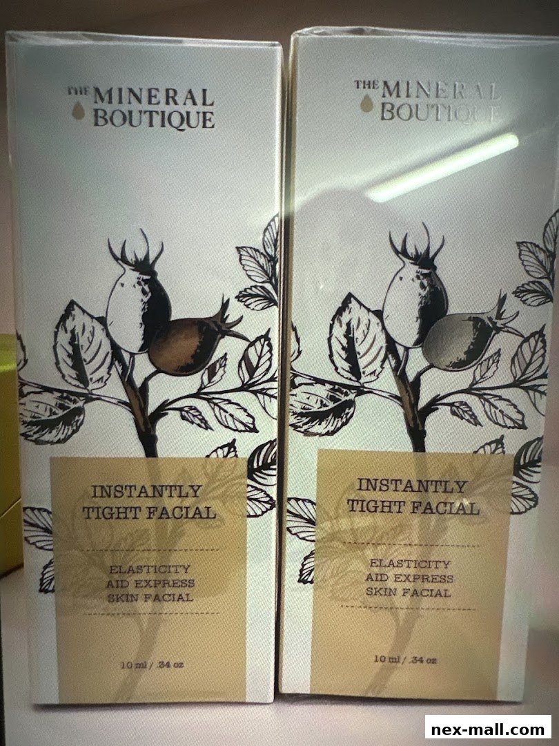 Two boxes of "The Mineral Boutique" instantly tight facial product.