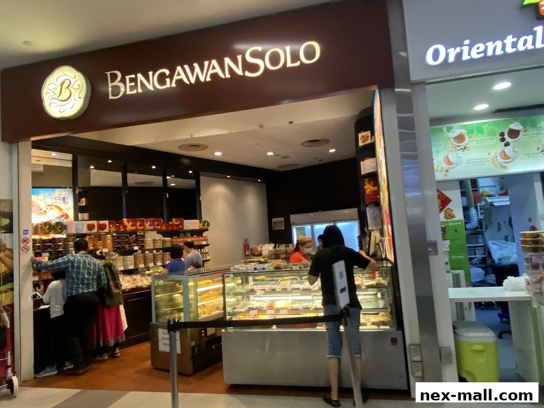 The entrance of Bengawan Solo, a shop selling pastries and gifts, with customers inside.