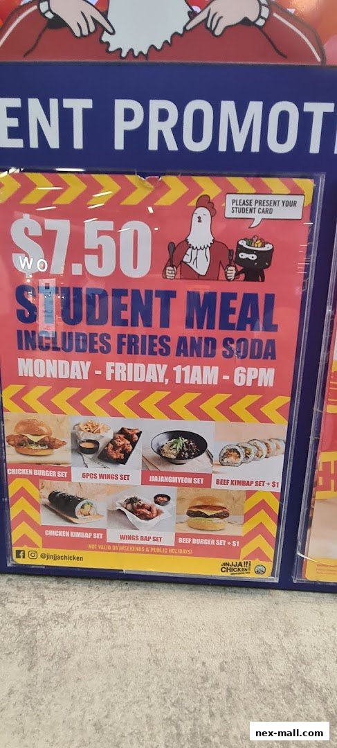 A promotional poster for JINJJA Chicken's student meal deal.