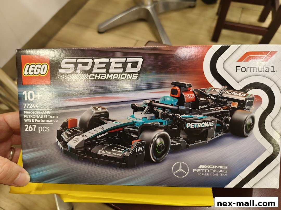 A LEGO Speed Champions set featuring the Mercedes-AMG Petronas F1 Team W15 E Performance car.