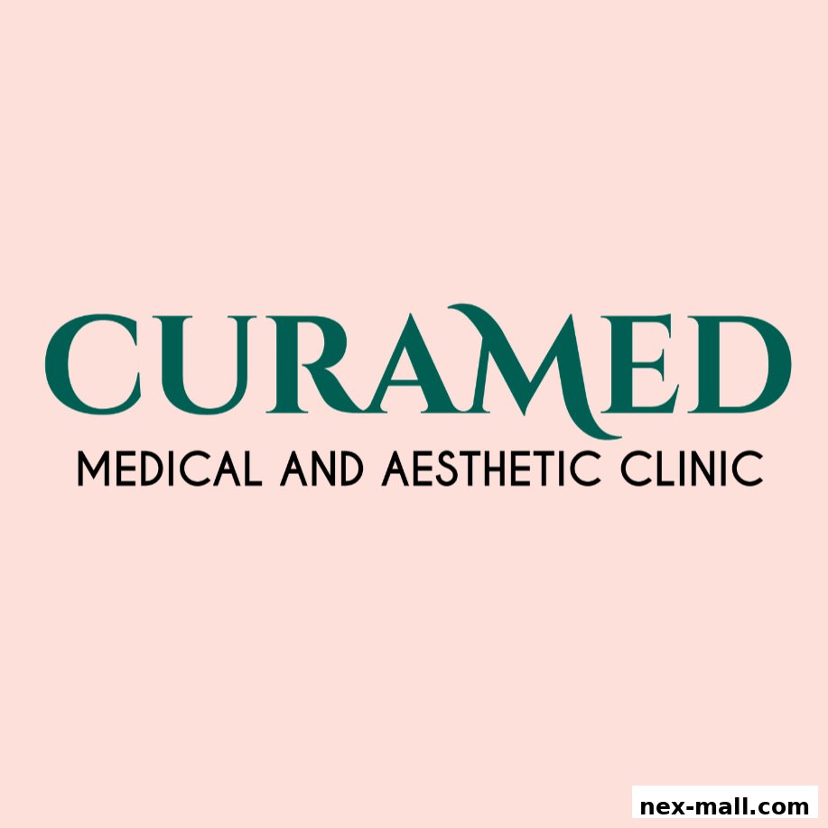The logo for CuraMed Medical and Aesthetic Clinic is displayed on a light pink background.