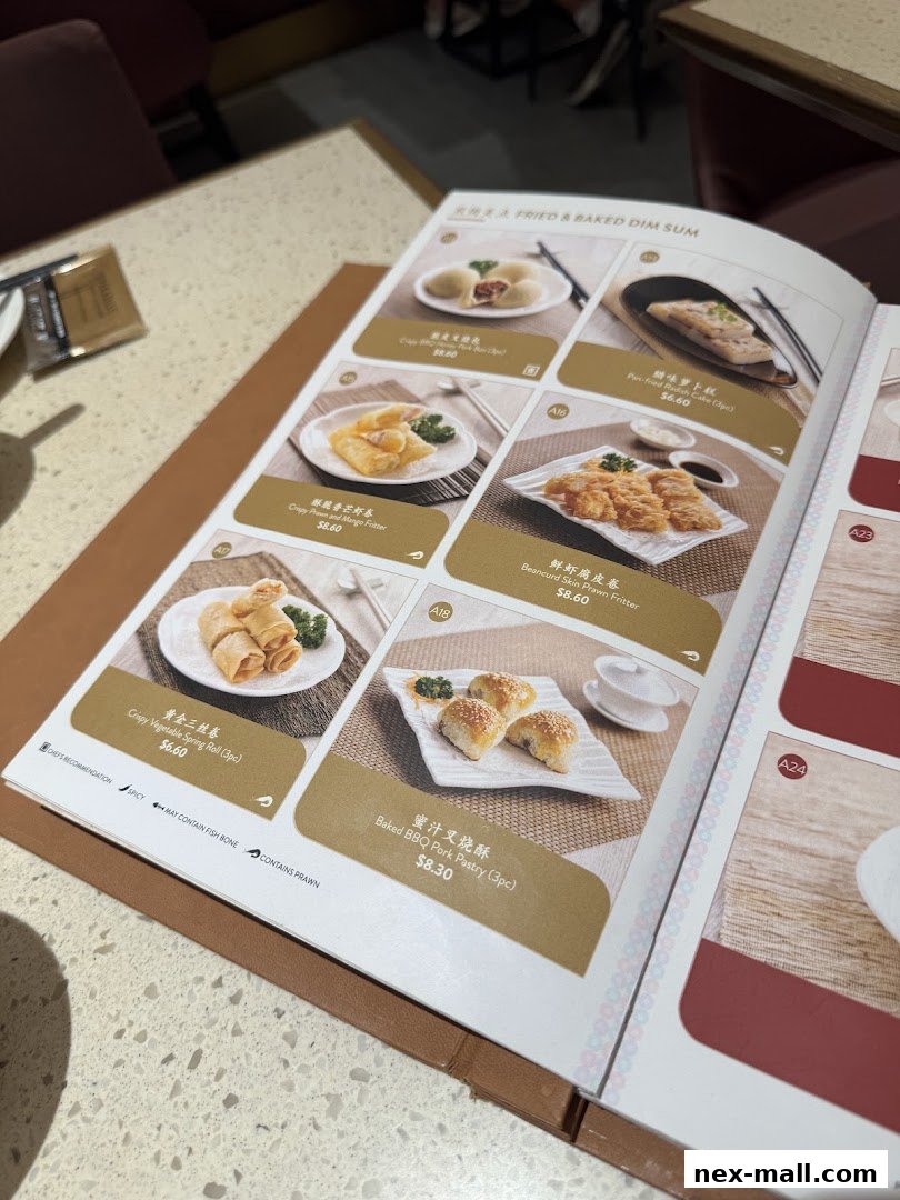 A menu page from Canton Paradise featuring various fried and baked dim sum dishes.