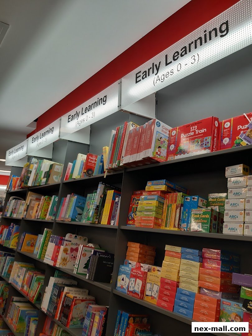 Shelves filled with children's books and educational toys, labeled 'Early Learning'.