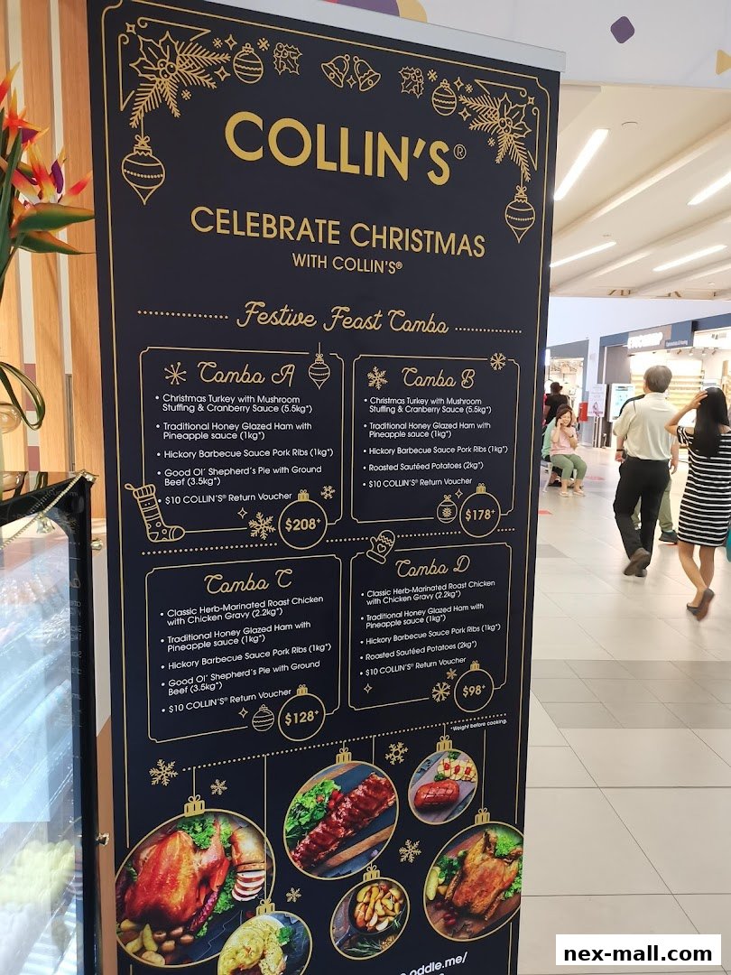 A festive Christmas menu from COLLIN'S featuring four different feast combos.