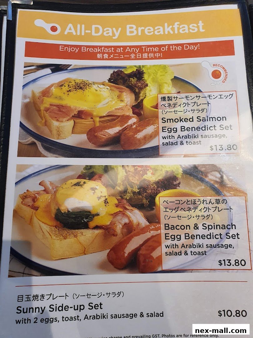 A menu featuring all-day breakfast options with detailed descriptions and prices.
