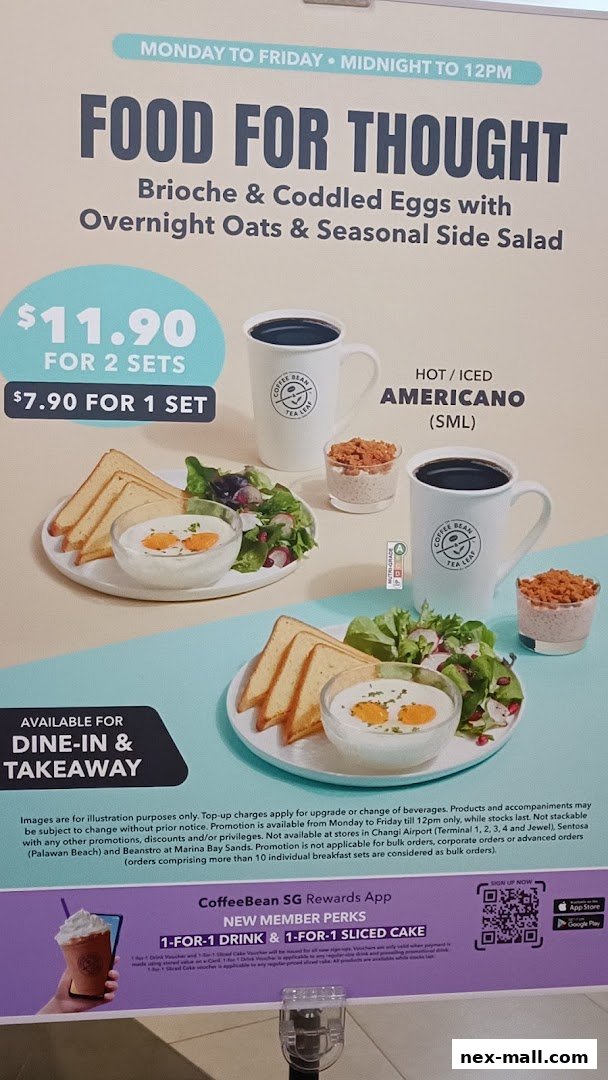 A promotional poster for The Coffee Bean & Tea Leaf featuring breakfast sets and coffee.