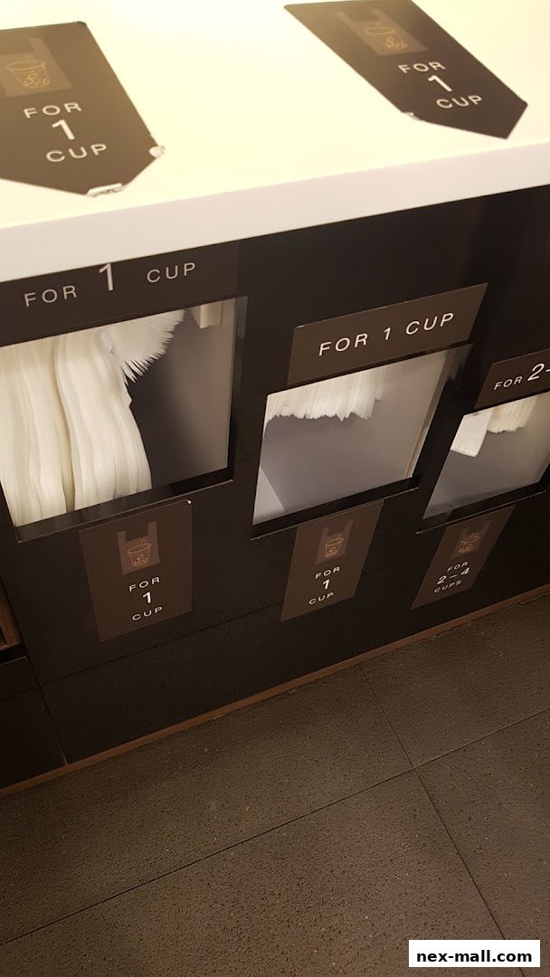 A display of paper cups for sale, labeled for one or multiple cups.